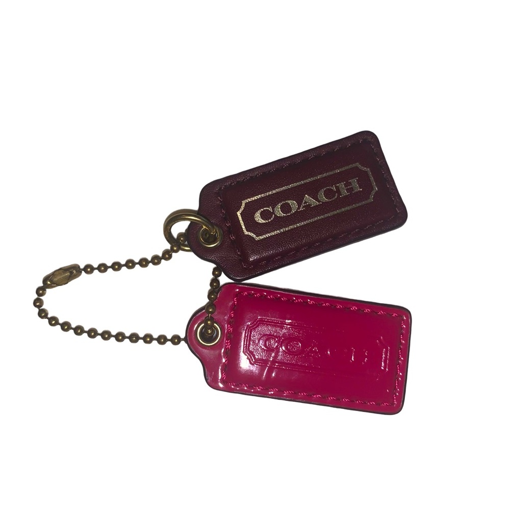 Coach pink and purple leather hangtags/ bag charms / key chains